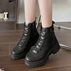 36-41 Women's Shoes Genuine Leather Ankle Boots Plush Outdoor Fashion Casual Platform Ladies Shoes for Women 2024 Autumn