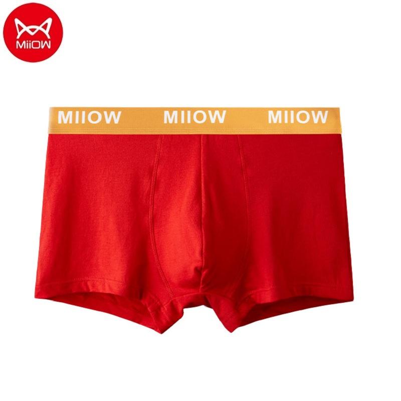 MiiOW, комплект из 5 шт., носки-боксеры из органического хлопка, мужское нижнее белье, боксеры, дышащие мужские трусы, шорты-боксеры, новогодние красные трусы