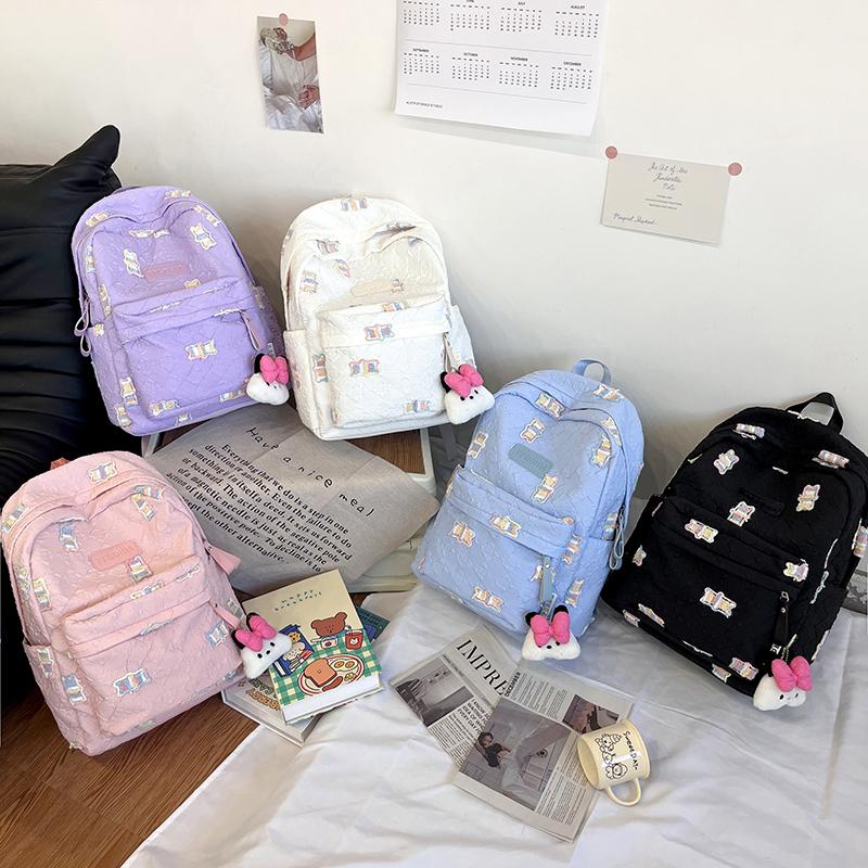 Женская школьная сумка с вышивкой, плиссированный рюкзак для школьников, большой емкости