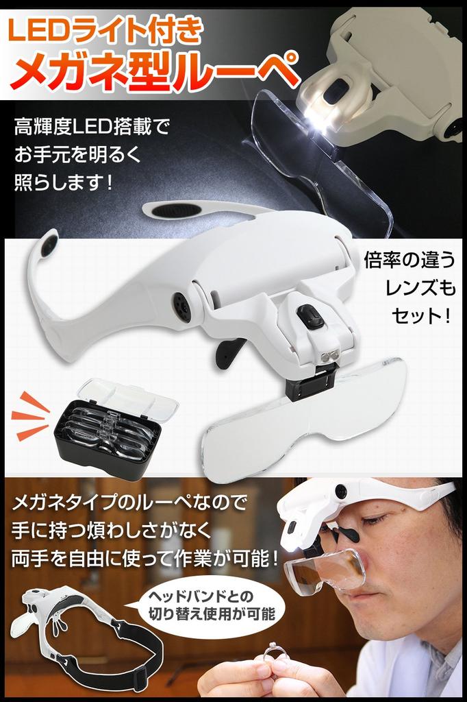 PhoenixLoupe Lightweight Eyeglass Magnifying Glass and with 5 LED Lens Maintenance and Headband [1x, 1.5x, 2x, 2.5x, 3.5x Magnification] Lenses,