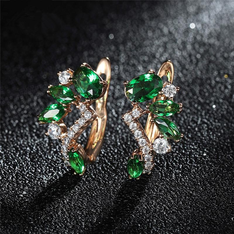 1 пара разноцветных висячих сережек золотого цвета с камнями огранки «маркиз» красного, фиолетового, оливково-зеленого цвета, серьги-капельки с цветком и листьями, нежные ювелирные изделия