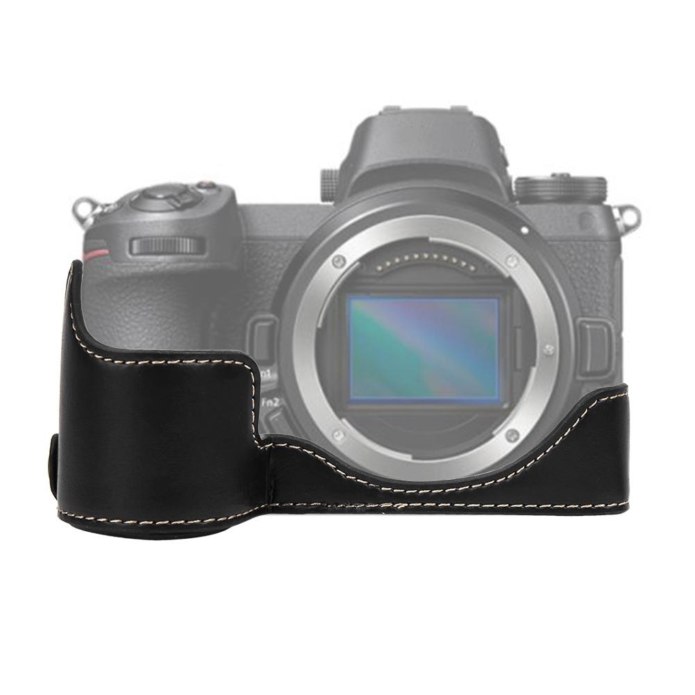 PU Leather Half Body Camera Case Bag Cover Protector for Nikon Z6 Z7(black)