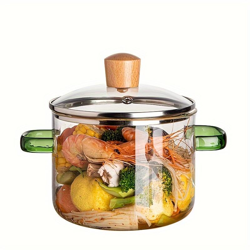 Durable High Borosilicate Glass Cookware Dual-Handle Stew & Soup Pot Transparent Design Electric Stove Compatible