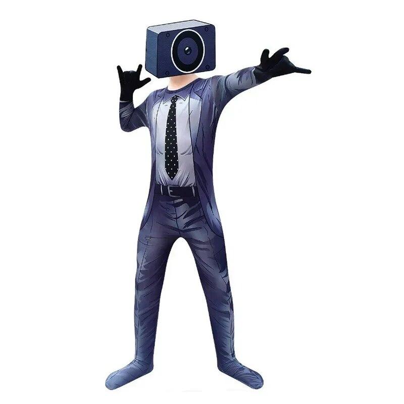 Skibidi Туалетный Костюм Игра Косплей Динамик Человек ТВ Человек Боди Комбинезон Маска Косплей Костюмы на Хэллоуин для Мужчин Детей