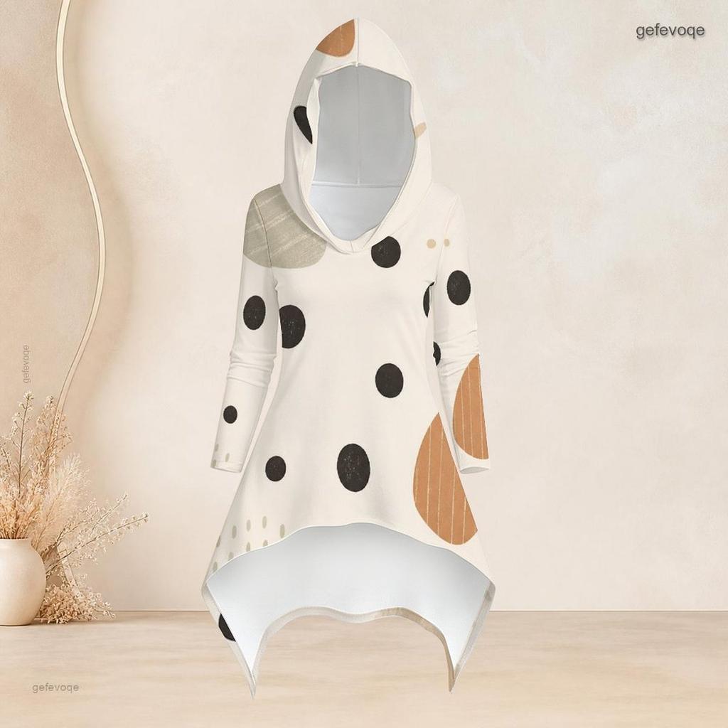 Women Plus Size Hooded Long Sleeve Printed High Low Top And Fitted Pants Two Piece Set
