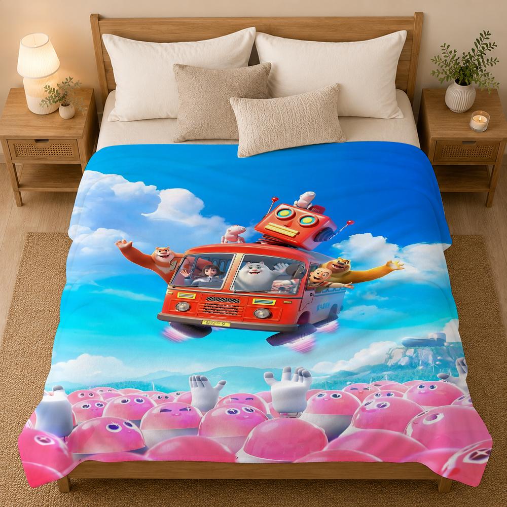 Boonie Bears Cartoon Throw 240g flannel blanket, suitable for sofas, beds, offices, exquisite gift blankets