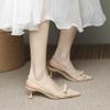 Шикарные кружевные туфли на kitten heel: Женские сандалии с закрытым носком и ремешком-бантом на среднем каблуке, весна 2026