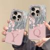Чехол для iPhone 16 Pro Max 15 13 14 Plus 5G Чехол для телефона Буква A-Z Розовые Цветы Для iPhone 17 Air Ударопрочный Парный Жесткий Задний