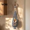 Breathable Mesh Produce Hanger Handwoven Cotton Rope Storage Bag, Wall-Mounted Bohemian Style Organizer, Hand Woven Basket Teardrop Hanging for Onions