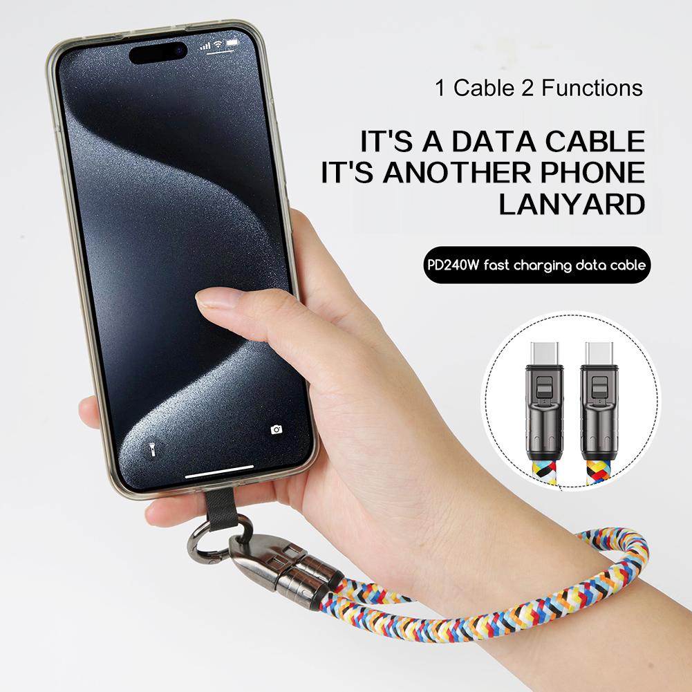 Ремешок для мобильного телефона 2 в 1 с зарядным кабелем, Универсальный зажим для телефона против потери, Поддержка кабеля для передачи данных 480 Мбит/с для смартфонов