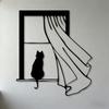 Современное кованое железо, настенное искусство с кошками, минималистичная металлическая панель для оконной шторы, декор для гостиной, спальни, офиса, узкое пространство, 2D-панель для настенного крепления