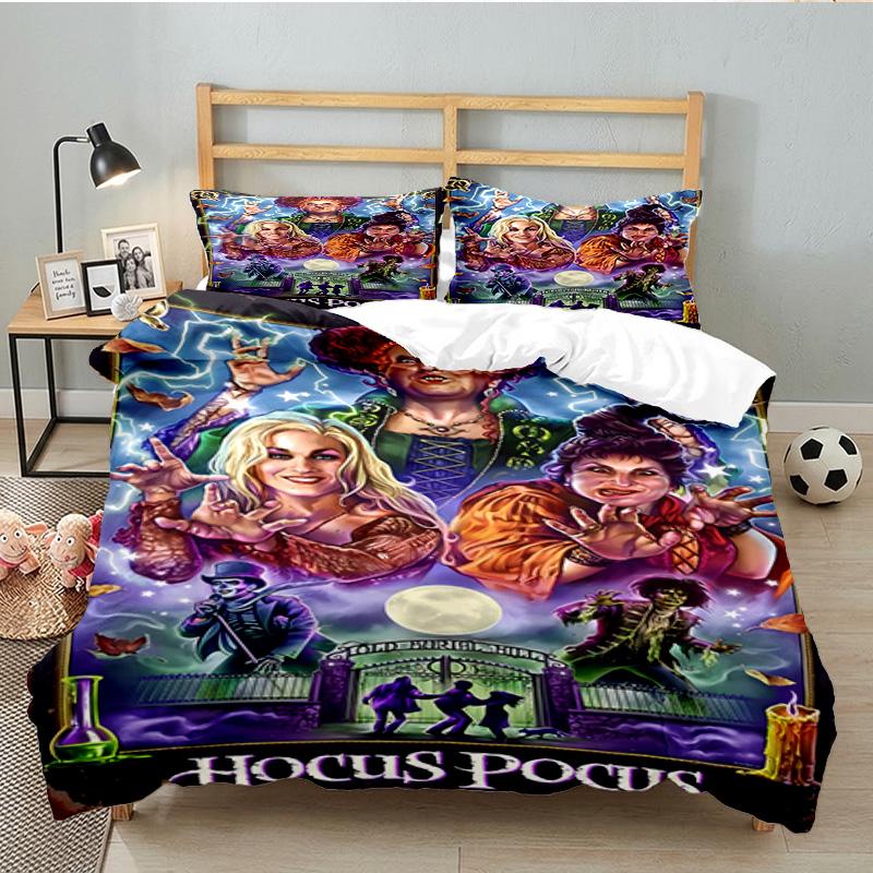 Halloween Horror Witch Bedding Set 3pcs, High Quality Bedding Set Including 1pc Duvet Cover And 2pcs Pillowcases for Bedroom, Dormitory Gift