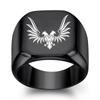Мужское кольцо из титановой стали с двуглавым орлом, квадратное, в стиле ретро, ​​в стиле панк, 19 мм, модное мужское кольцо для студентов