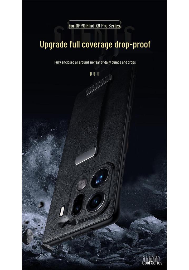 Чехол-книжка из кожи Lux для OPPO FindX9Pro/FindX8S с ремешком на запястье и подставкой