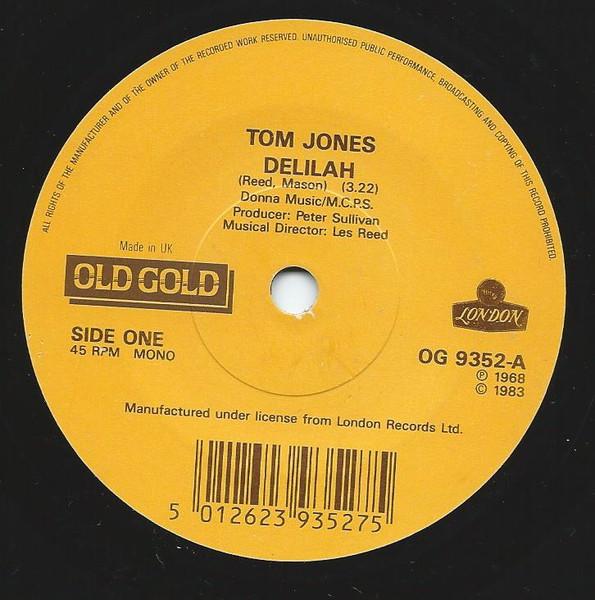 7inch Record TOM JONES - Delilah OG9352 Old Gold UK Pop Used