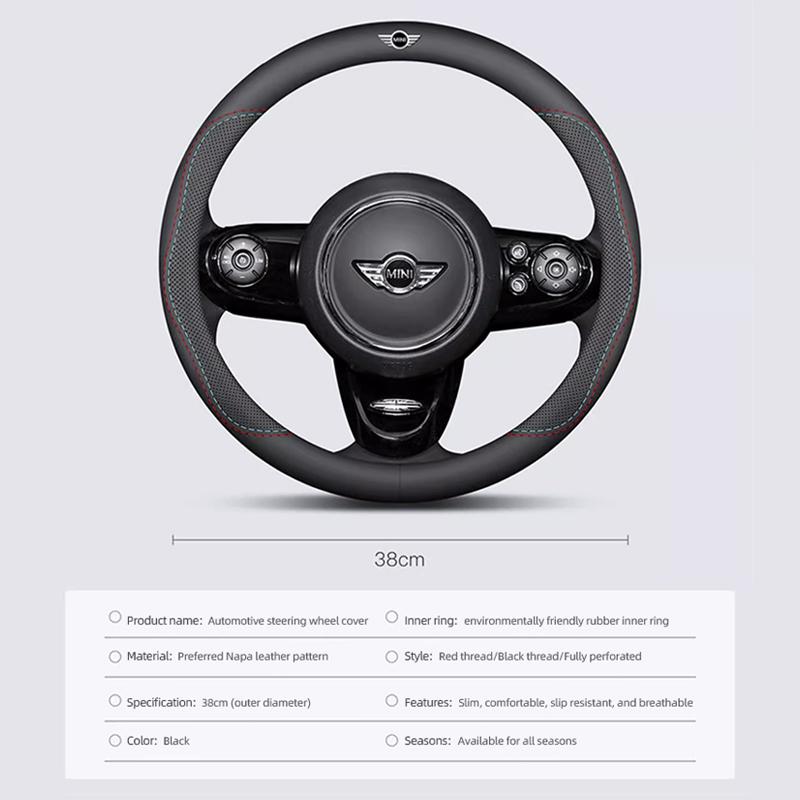 Кожаная накладка на руль автомобиля Противоскользящие аксессуары Для Mini Cooper JCW Works F54 F55 F56 F57 F60 R50 R52 R53 R55 R56 R57 R58