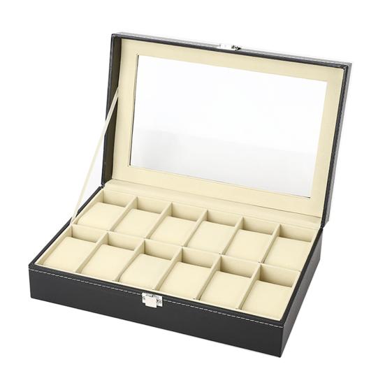 Коробка для хранения часов с прозрачным окном и замком, деревянный органайзер для браслетов, пылезащитный чехол для хранения ювелирных изделий из искусственной кожи