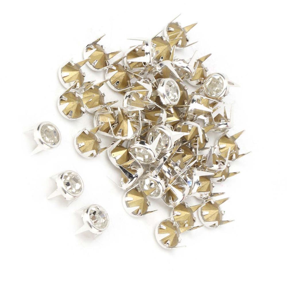 100pcs 7mm Size Decorative Rivets Studs Pointed Bottom Rhinestone Stud Refills For DIY Repair