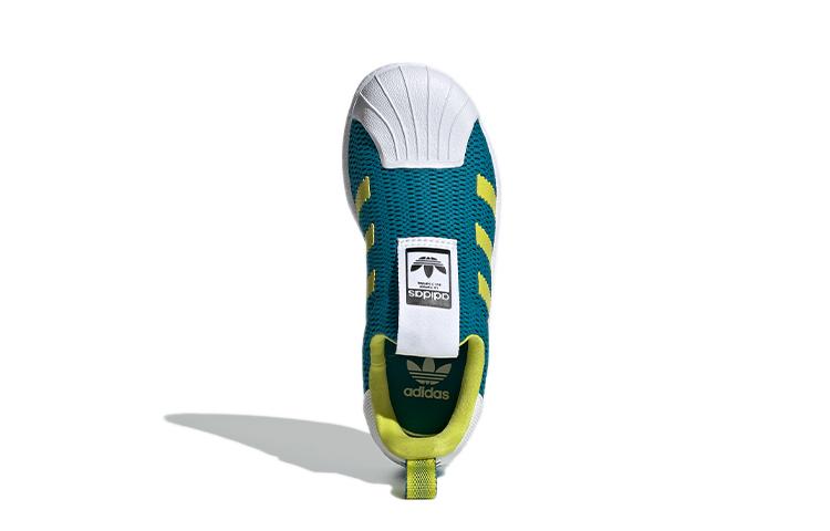 adidas Оригинальные SUPERSTAR 360 Устойчивые к истиранию Дышащие Низкие Детские Скейтбордические Кроссовки Зеленый Белый Желтый FX4910