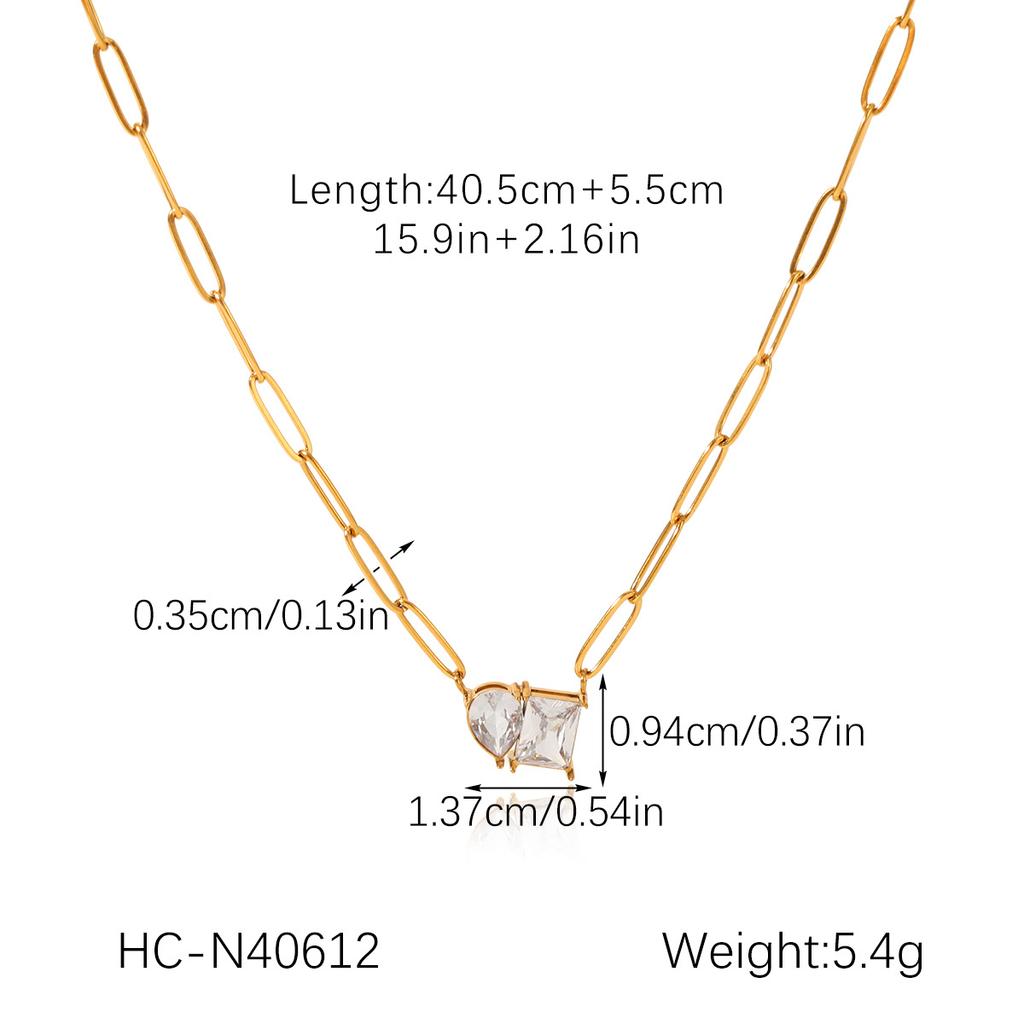 Women's teardrop square zircon necklace, titanium steel light luxury clavicle chain accessory