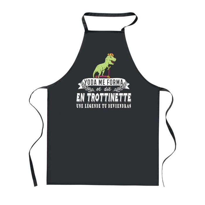Tablier de cuisine - PLANETEE - Trottinette Légende Humour - Noir - Polyester - 90x60 cm