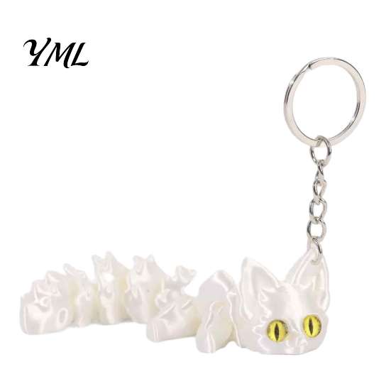 Fidget Toy for Stress Relief 3D Printed Articulated Fox Keychain, Flexible Joint Animal Pendant with Metal Unique Gift Friends Key Ring, Creative Desk