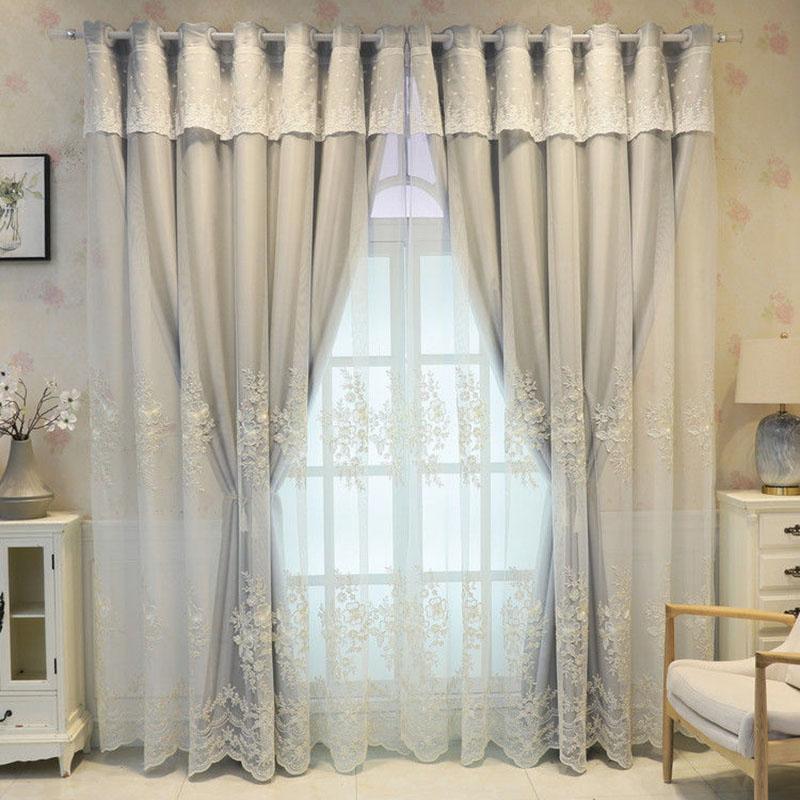 Утолщенная ткань, вышитые шторы, сплошной цвет, полное затемнение, напольная занавеска для гостиной, спальни, балкона, эркера, карниз