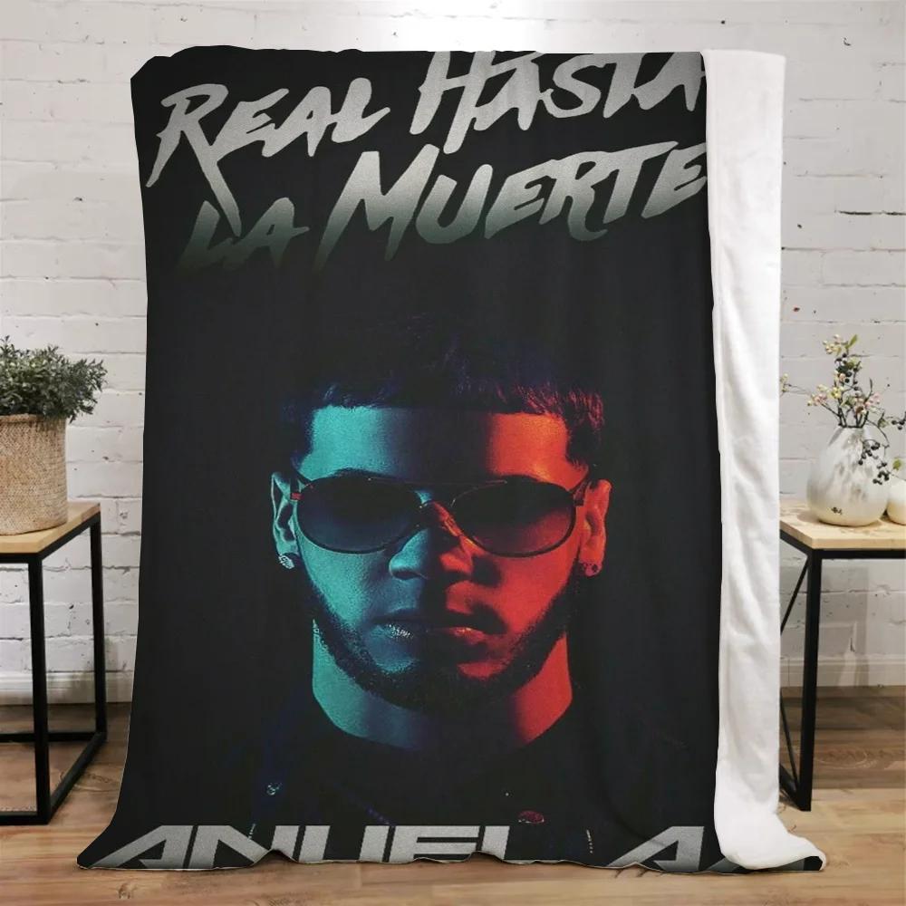 Плед Anuel Aa Покрывала для кровати Персонажи Пушистый Клетчатый Пляжное полотенце Интерьер для дома Роскошное постельное белье Плед на колени Мягкий для сна Размер King