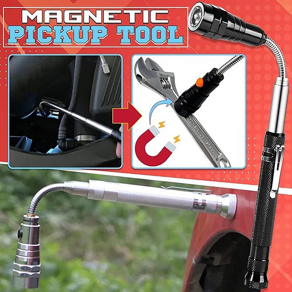 Магнитный пикап, фонарик, захват, портативный телескопический магнит, гаджеты, инструменты f