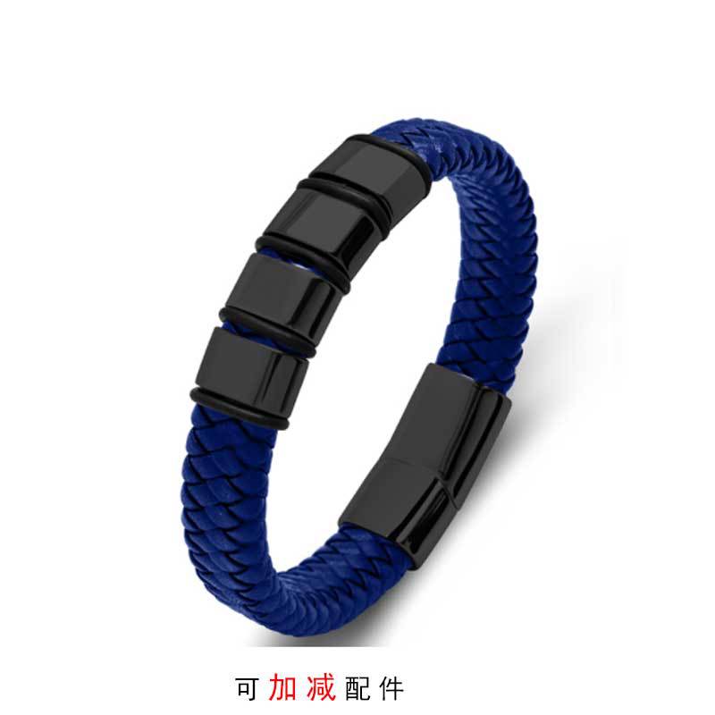 For Classic Stainless Steel Electroplated Bracelet Leather Rope Woven Personality DIY Bracelet Lettering Jewelry