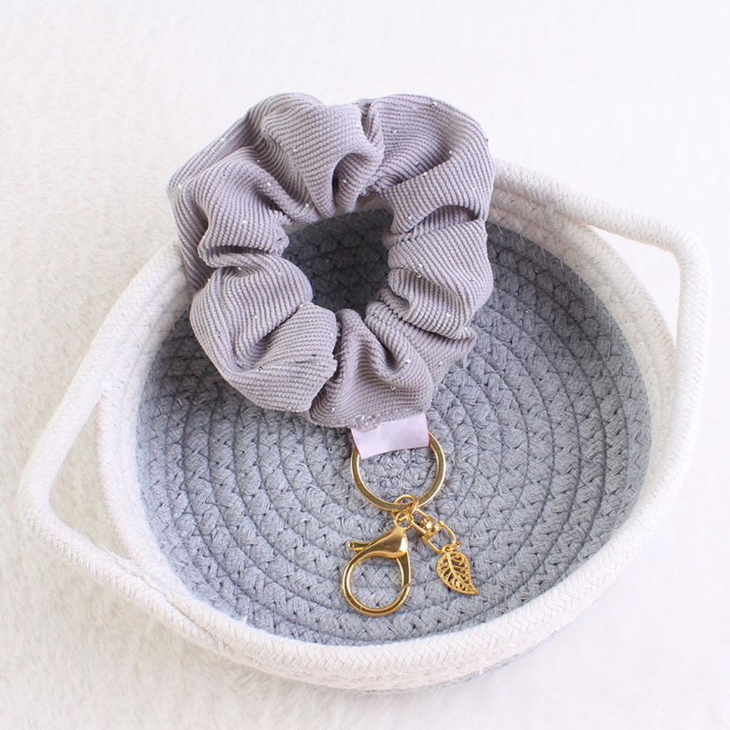 Fashionable Scrunchie Wristlet Keychain Charm Pendant Versatile Use Hair Tie Accessory for Trendy Women and Girls