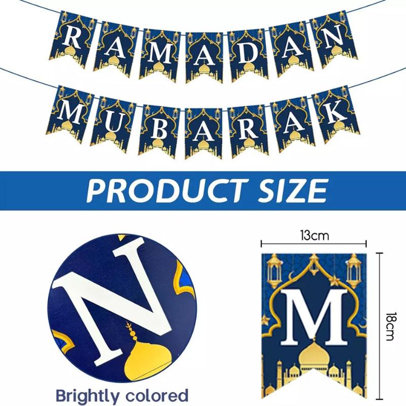 Украшения Рамадана Мубарака, баннер Рамадана Мубарака и подвесная сияющая звезда и луна