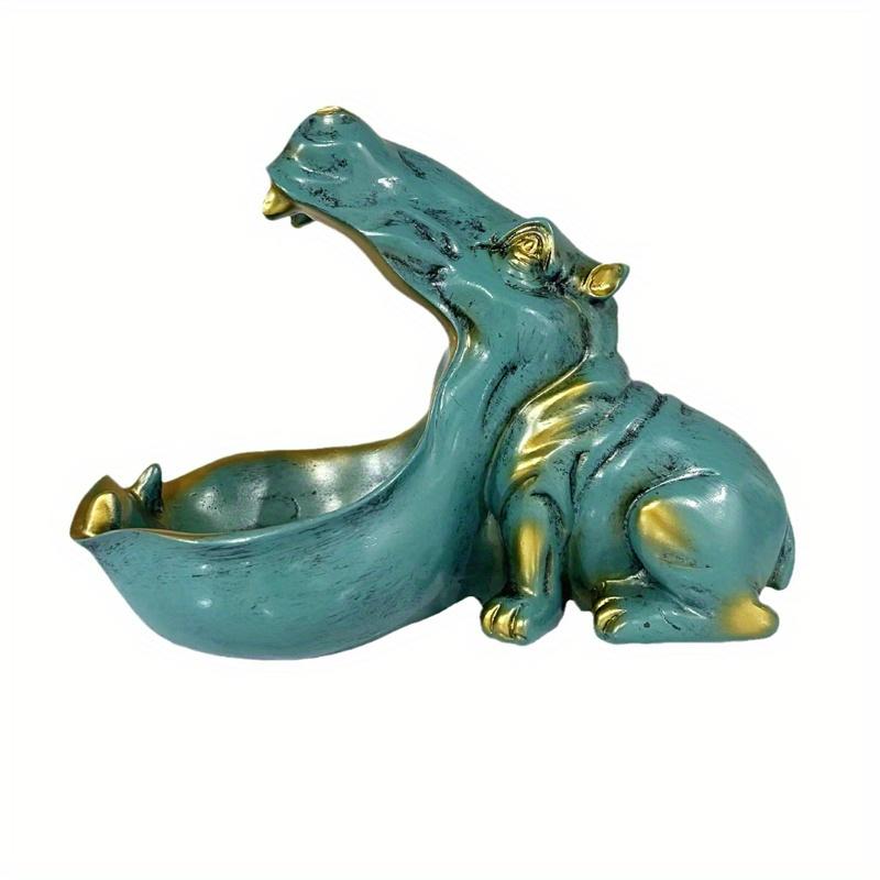 1pc Unique Hippopotamus Statue Storage Resin box,Funny Candy Dish&Key&Wrist Watch Bowl For Big Mouth Sculpture Office&Home Table Art Decor.