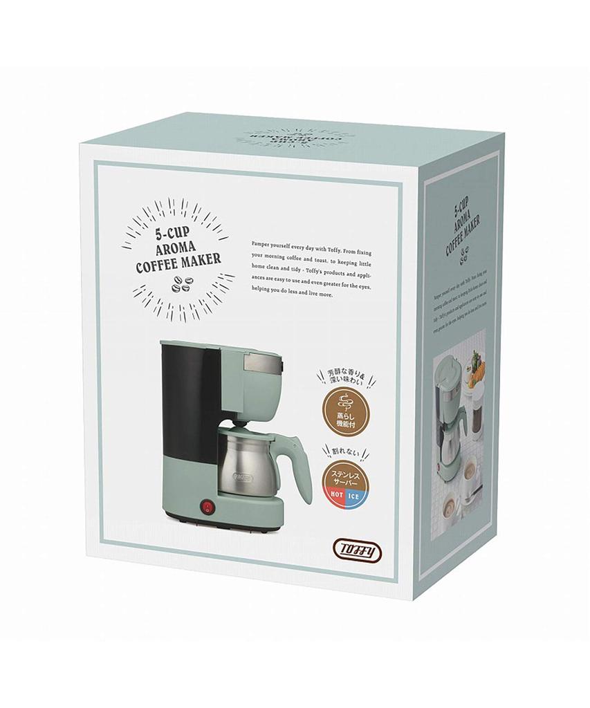 Кофеварка на 5 чашек с ароматом Капельного типа Функция приготовления на пару Функция автоматического подогрева Сервер из нержавеющей стали Функция предотвращения подтекания льда Ретро Мило [Toffy]