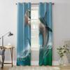Ocean Wave Spray Shark Window Curtain Modern European Style Curtains for Bedroom Living Room Backdrop Curtain
