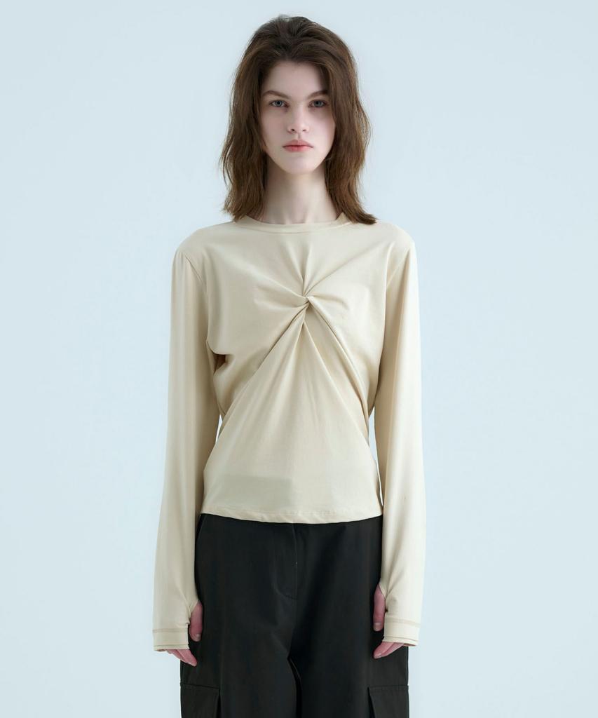 SEONEED Twist T-Shirt Beige