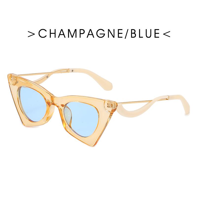 Angular Cat's Eye Sunglasses Trendy Cat Eye Sunglasses Female Personality Curved Mirror Legs Fashion Model Sunglasses