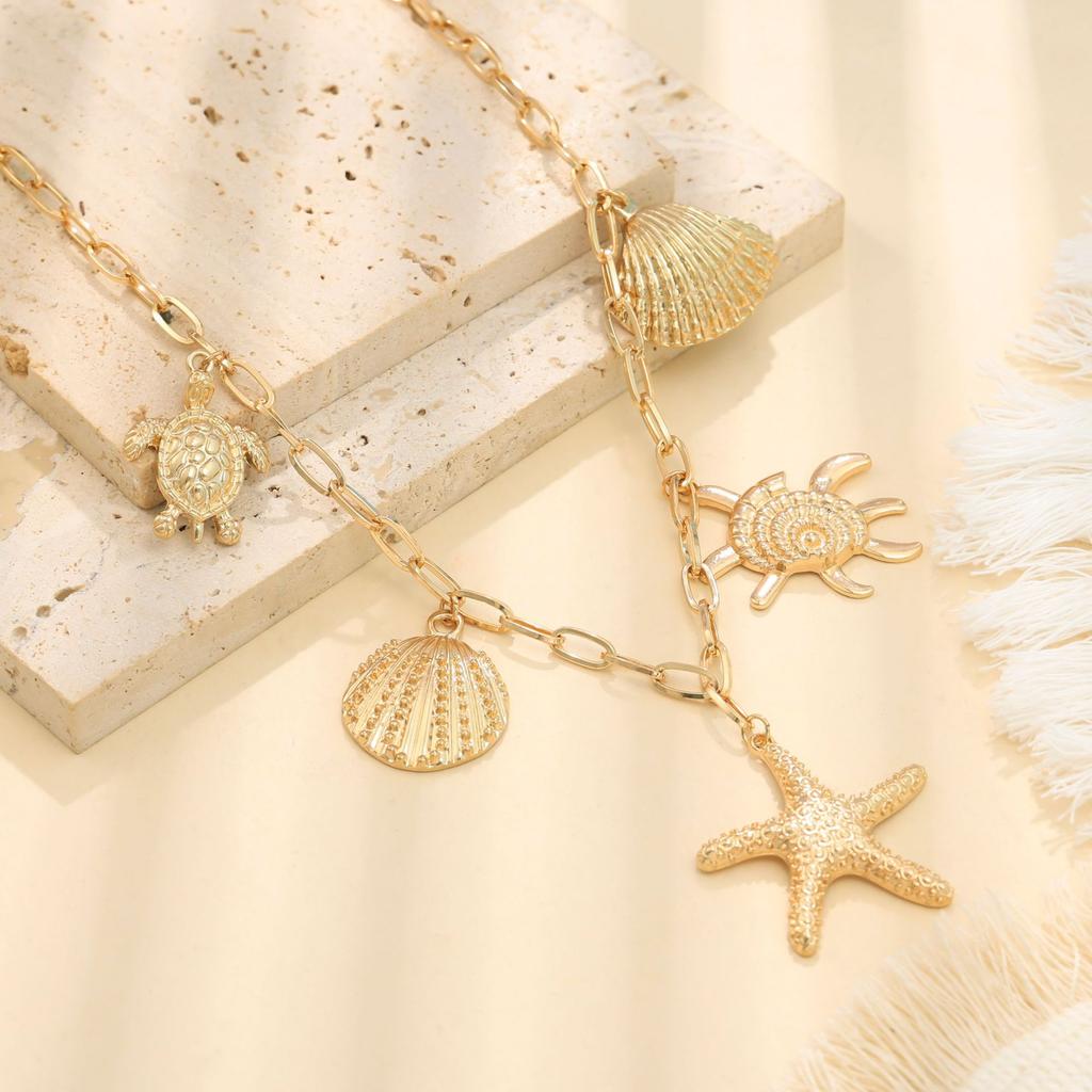 Personalized Design Sense Starfish Pendant Necklace Women's Summer Cold Wind Trend Street Shot Shell Collarbone Chain