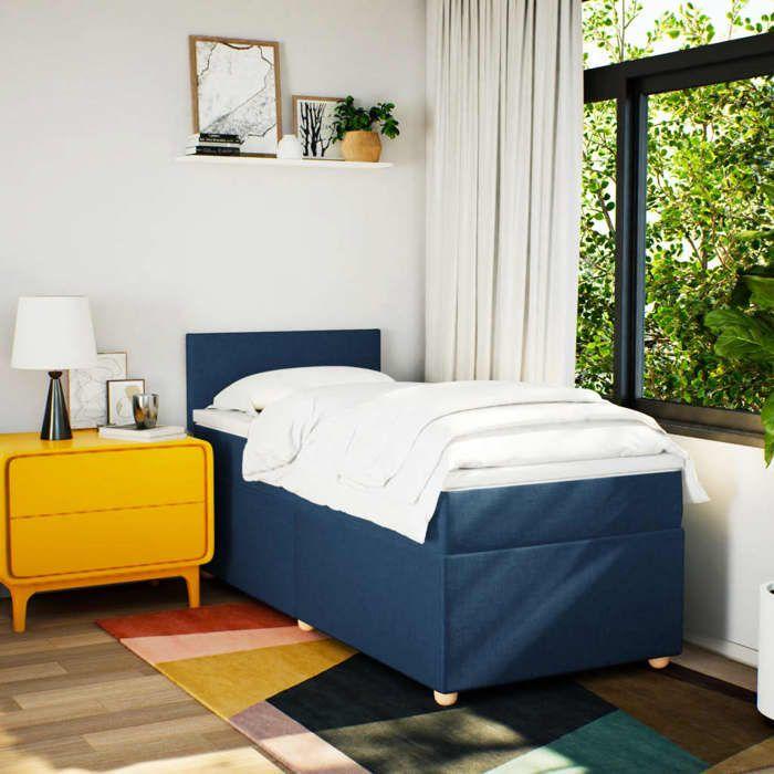 Maison Exclusive - Sommier à lattes de lit avec matelas Bleu 80x200 cm Tissu