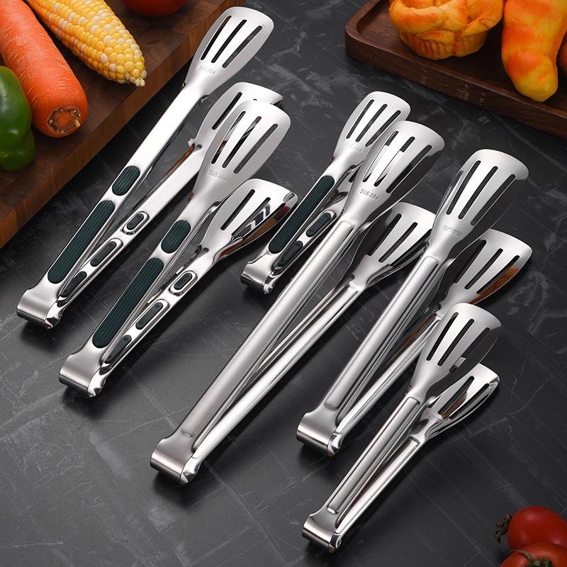 7/9/12inch Kitchen Tongs 304 Stainless Steel Grill Tongs for Cooking BBQ Non-Slip Salad Tongs Clips Tong Kitchen Accessories7
