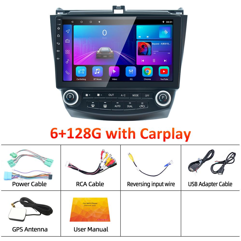 Reakosound Android 11 10,1-дюймовый автомобильный мультимедийный плеер Carplay с GPS-навигацией, аудио, WIFI, автомобильное радио, стерео для Honda Accord 2003-2008