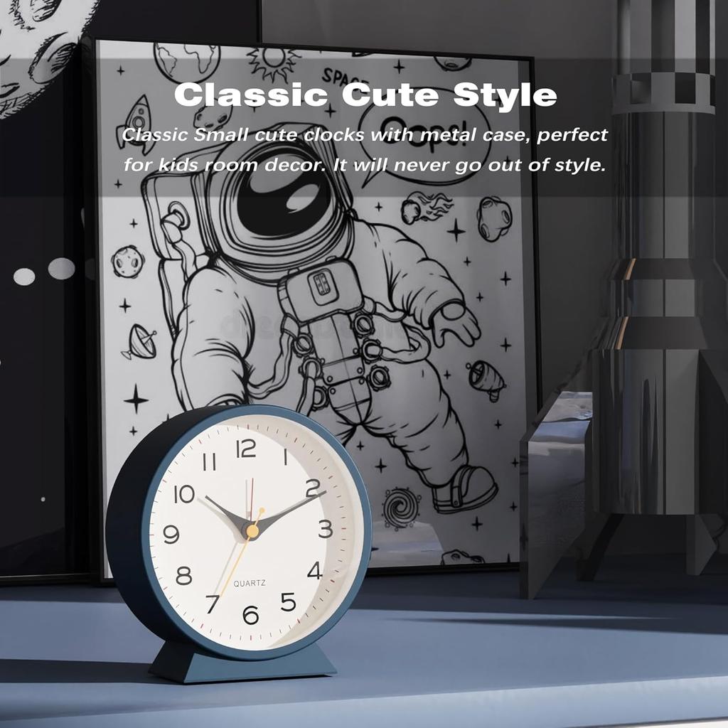 Аналоговый металлический ретро-будильник с функцией повтора сигнала, тихие, без тиканья, настольные часы с ночником, настольные часы для детской спальни