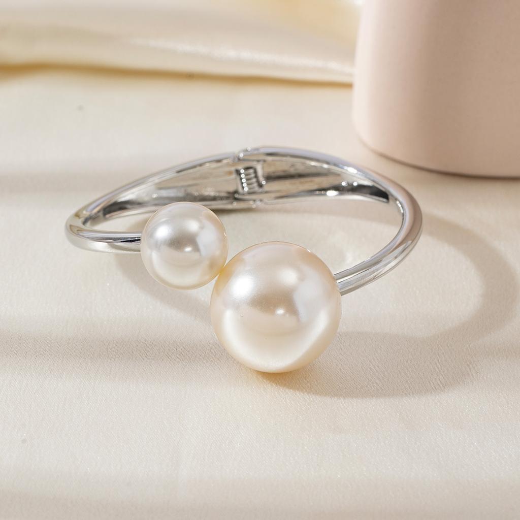 DIEZI Корейские браслеты-манжеты с крупными жемчужными бусинами, панк, золото, серебро, геометрические пружинные браслеты для женщин и мужчин, подарочные украшения