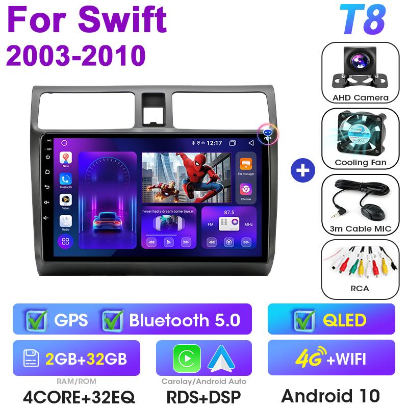 Android 12 Автомобильное радио для Suzuki Swift 2003 - 2010 2 Din GPS-навигация Carplay Auto Stereo интеллектуальные системы Smart Autoradio