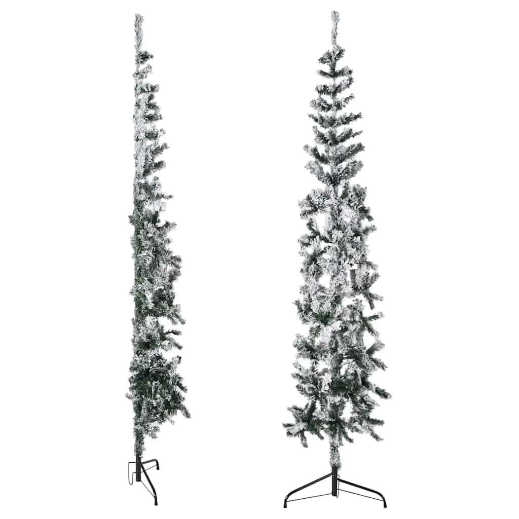 Artificial Half Christmas Tree with Snow Slim 210 cm