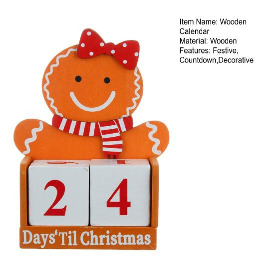 Пряничный человечек Рождественский календарь обратного отсчета Деревянные блоки Настольное украшение Праздничный адвент-календарь для декора офисного стола