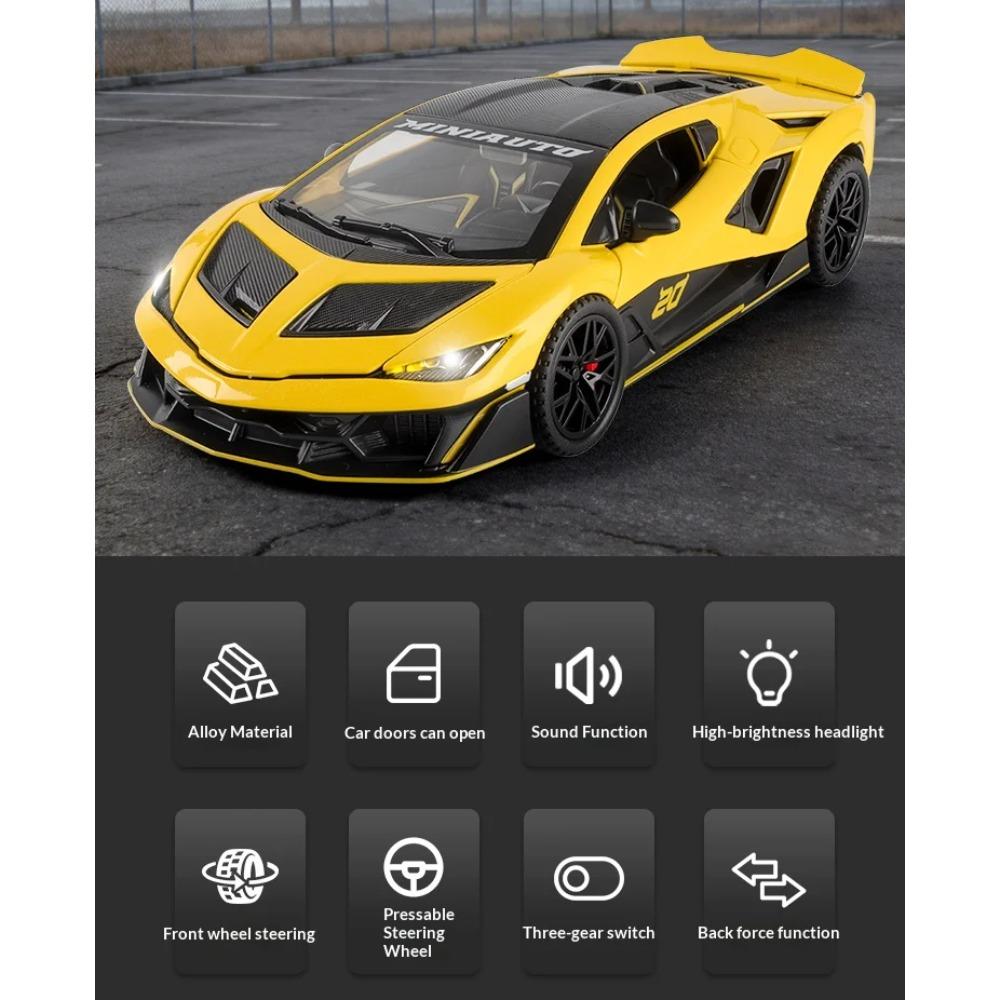 Масштаб 1/32 Спортивный автомобиль Lambo из литого металла 4-дверный Инерционный Звук и Свет База Модель Автомобиля Детская Игрушка Украшения Подарок