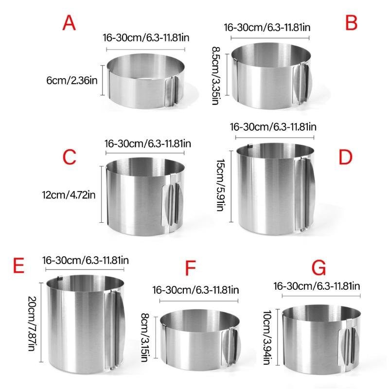 Кольца для мусса из нержавеющей стали, круглые формы со шкалой, нержавеющая регулируемая форма для выпечки, нержавеющий инструмент для украшения торта