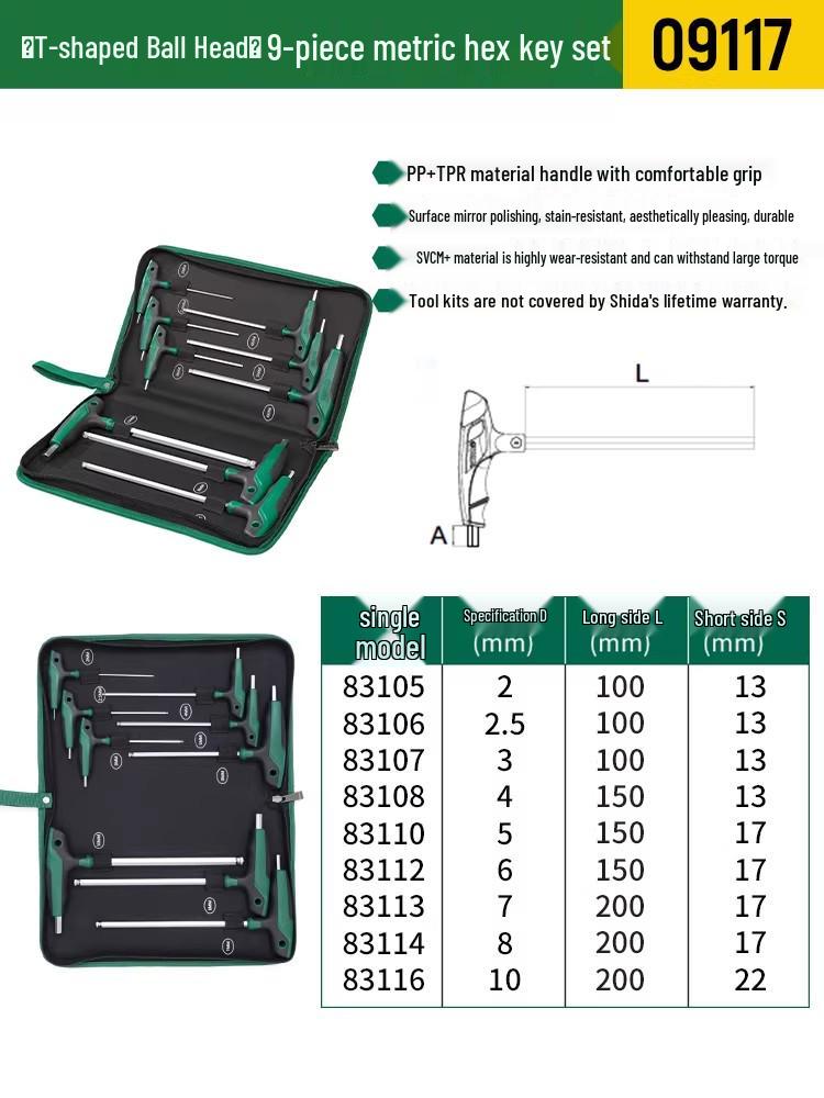 SATA Экстрадлинный набор шестигранных и Torx ключей с шаровыми и плоскими головками