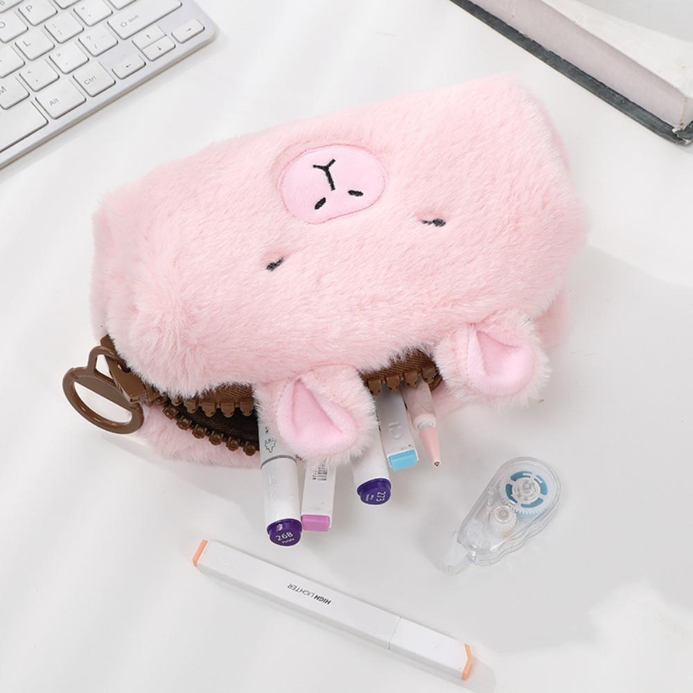 Zipper Capybara Plush Pencil Case Animal Capybara Plush Pencil Pouch  Student